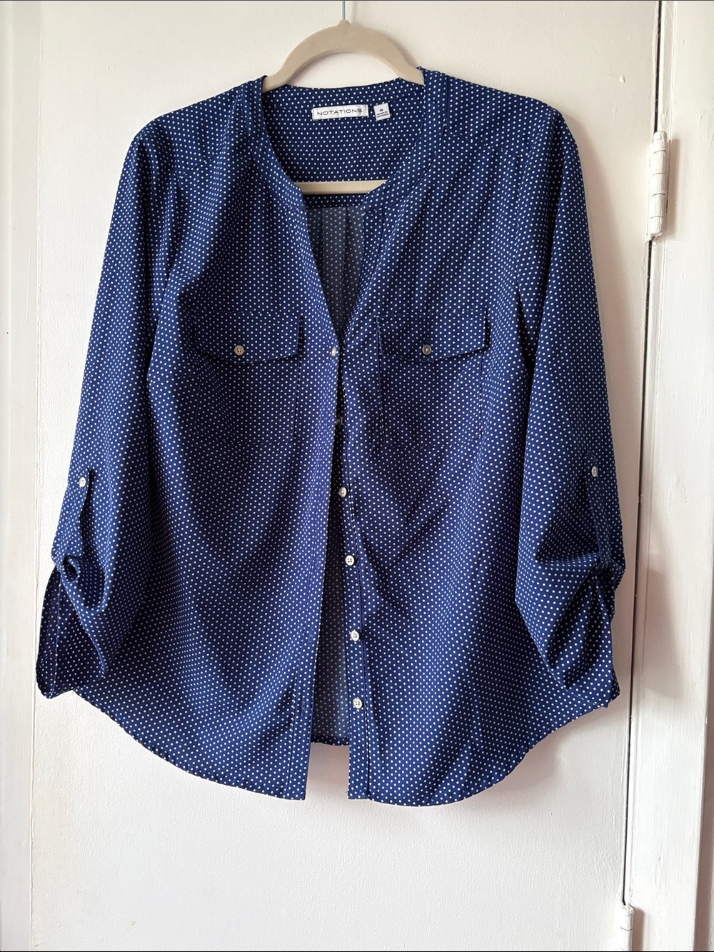 Notations Navy Polka Dot Button-Down Shirt